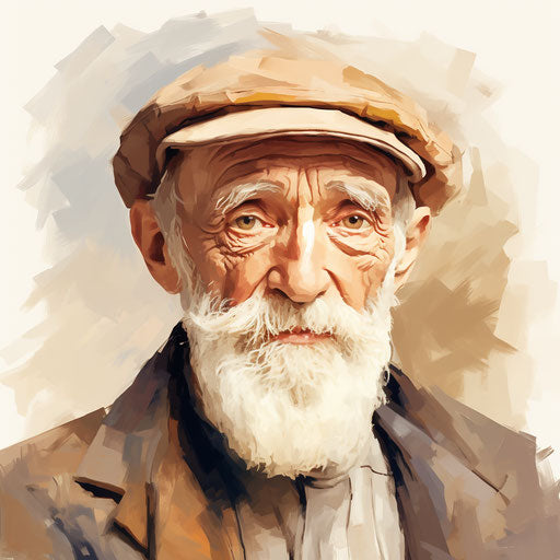 Elderly man clipart in Impressionistic Art style