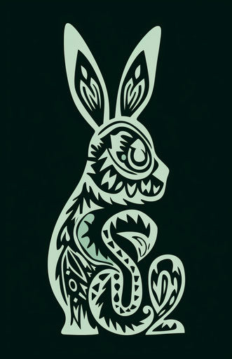 Indian design rabbit green royalty vector image, organic style