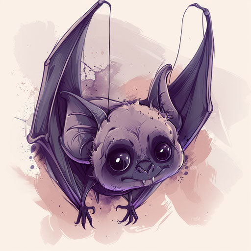 Creepy-cute tattoo sketch of a bat hanging upside down