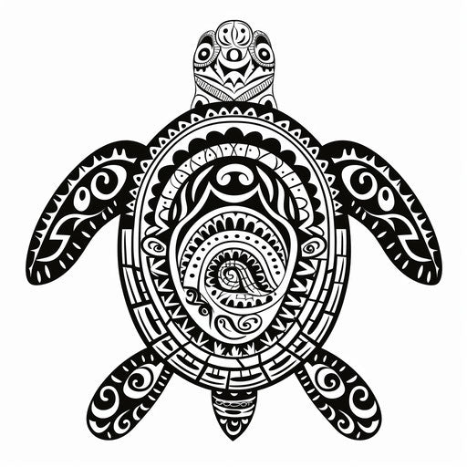 Person turtle in ethnic pattern in black and white