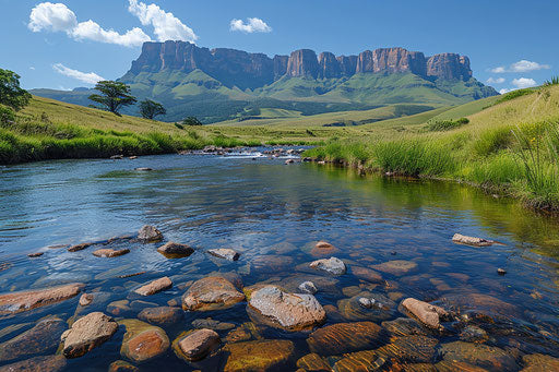 River and waterfall in the Drakensberg region, South Africa