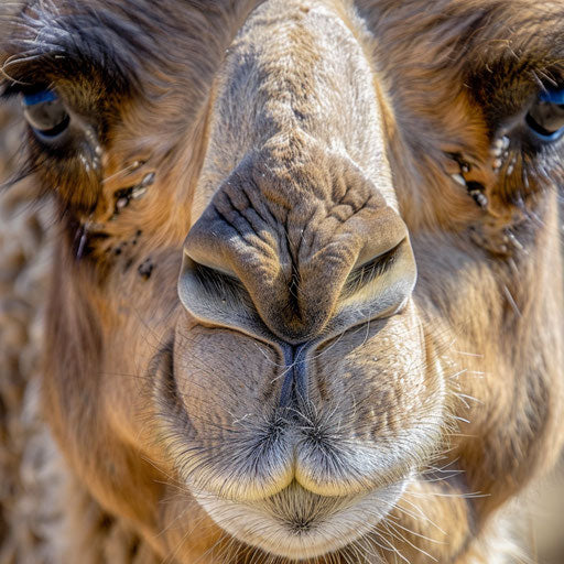 Close-up of a camel with long lashes, gentle gaze