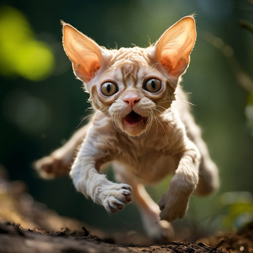 Devon rex cat running