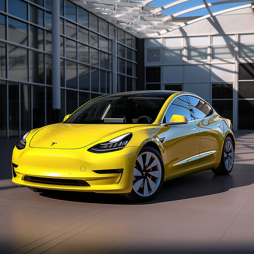 Electric car bright yellow