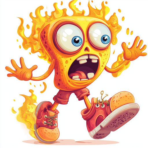 Humorous caricature of a match with exaggerated human characteristics