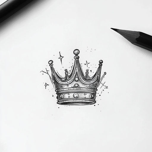 Minimalist crown for flat tattoo sketch for men