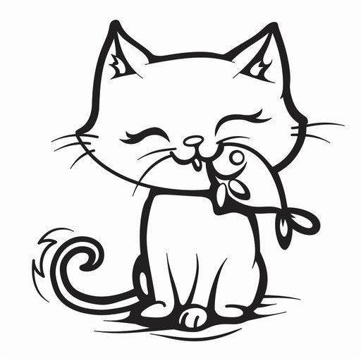 Cat with fish in mouth