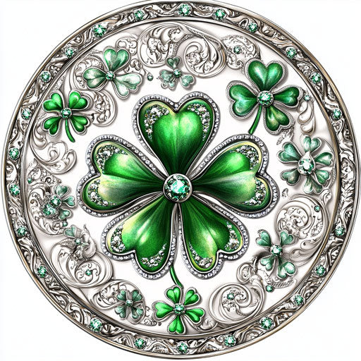 Shamrocks and leprechaun hats with emerald jewels