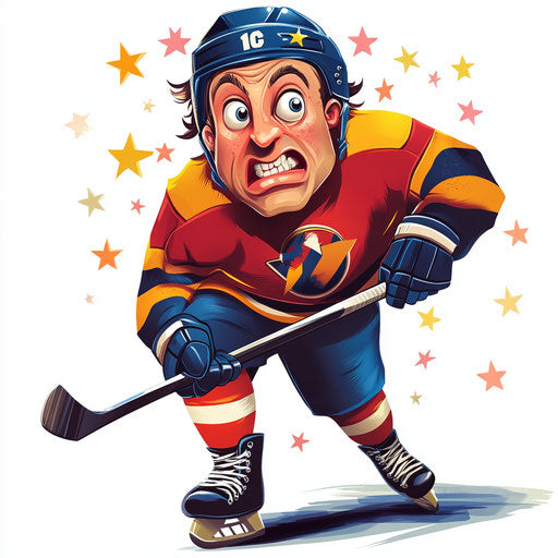 Vibrant Hockey Caricature Clipart for Art Education