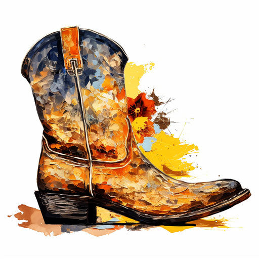Cowboy boot clipart in Impressionistic style