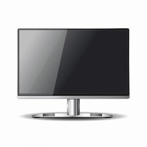 Flat metallic silver background showcases realistic monitor clipart with glossy effects and high resolution clarity