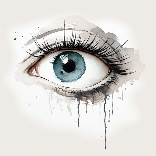 Eyelash illustration in the style of Oil painting, on a white background