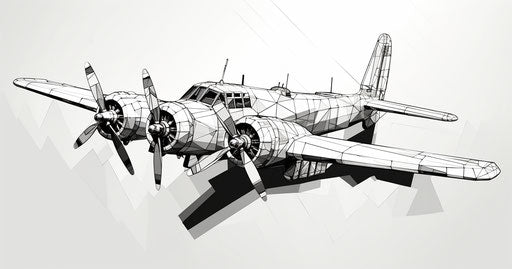 Art of coloring: bomber plane in cubist style