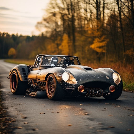 Jaguar e type car rodent Rod