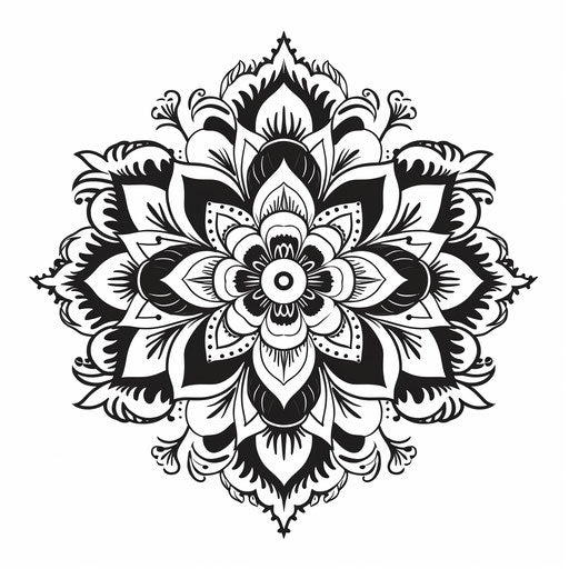 Mughal-inspired mandala tattoo seamless pattern