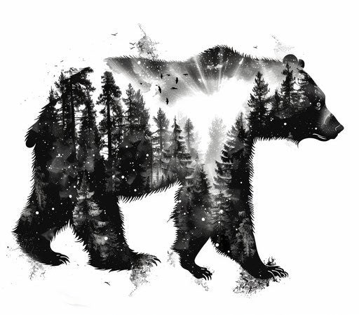 Bear in Cosmic Forest Tattoo Design