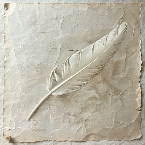 Writing quill on parchment, minimalist design