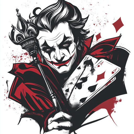 Flat clipart style tattoo sketch for joker card