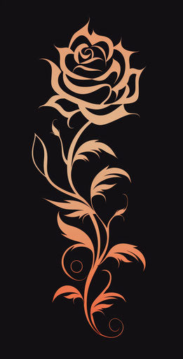 Tribal rose engraving in romantic graffiti style