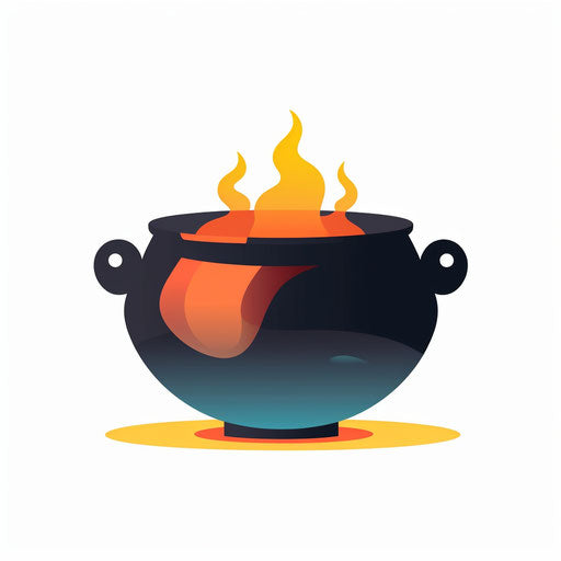 Minimalist cauldron clipart on white background