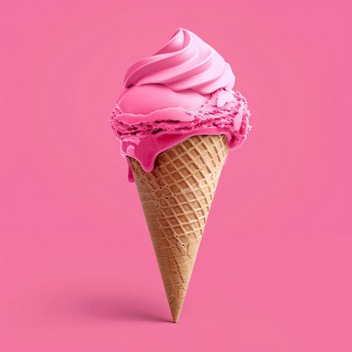 Cone on bright magenta background with intense color saturation