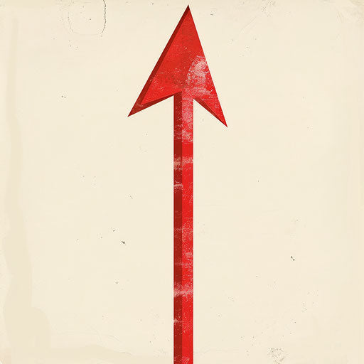 Red arrow on cream background, muted tones and elegant simplicity
