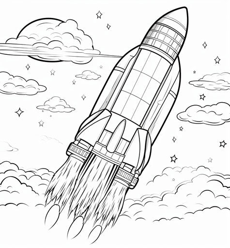 Rocket ship space coloring pages