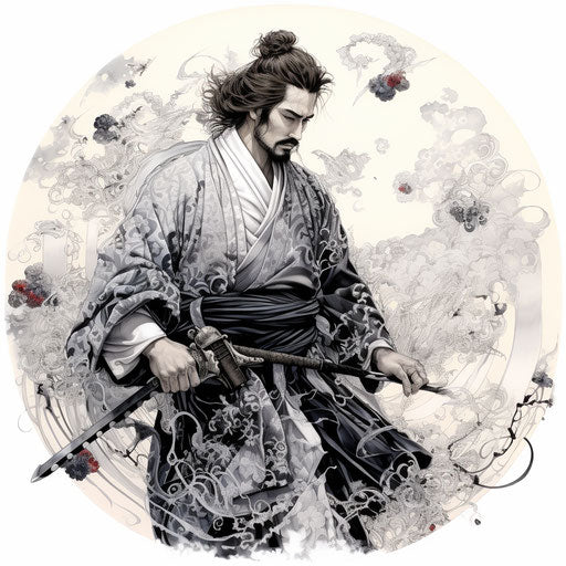 Jiro Maki samurai drawing, digital art print