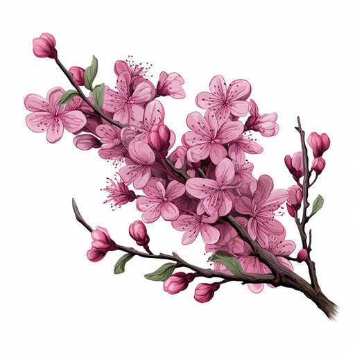 Stylized illustration of lilac branches on white background