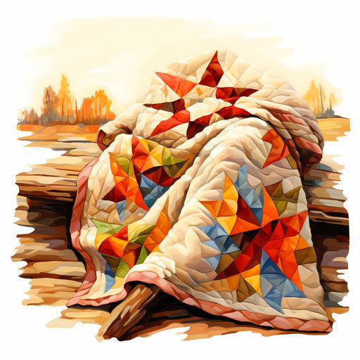 Quilt design resembling Oil painting, on white backdrop