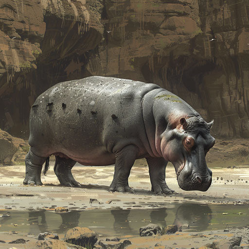 Hippo strolling leisurely along the riverbed