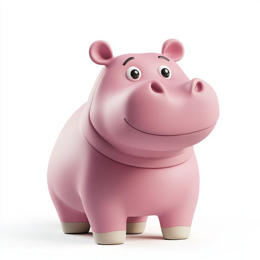 3D realistic style hippo on flat white background