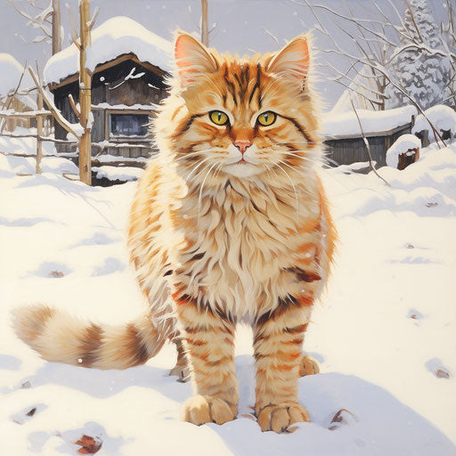 Manx cat in the snow