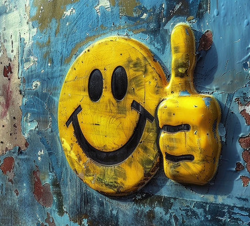 Smiling emoticon giving thumbs up