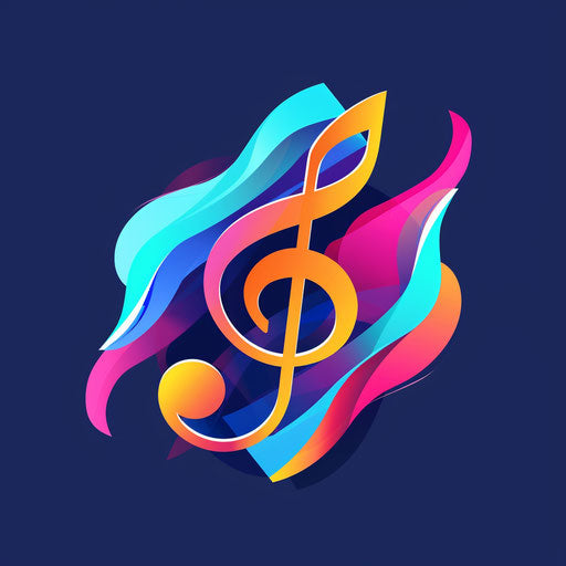 Abstract music logo with creative elements and colorful background