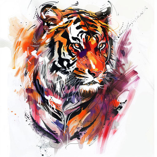 Expressionist sketch of an oriental tiger