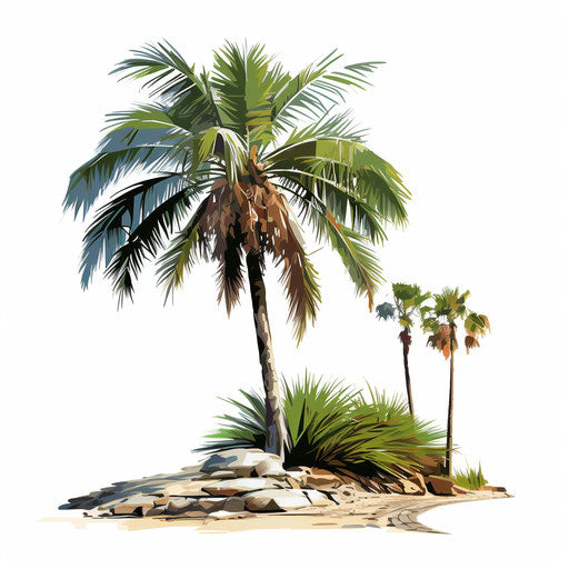 Palm illustration in the style of Chiaroscuro Art, on white background