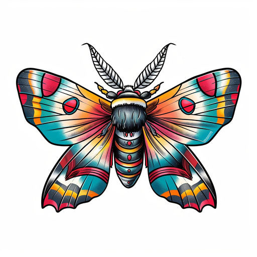 Neo-traditional death moth tattoo drawing