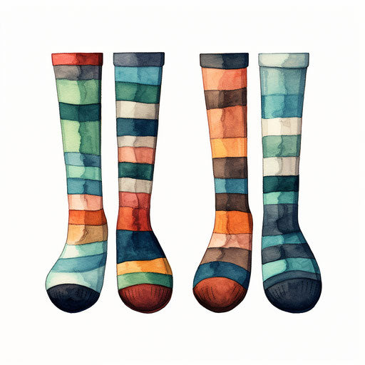 Socks illustration in the style of Chiaroscuro Art, on white background