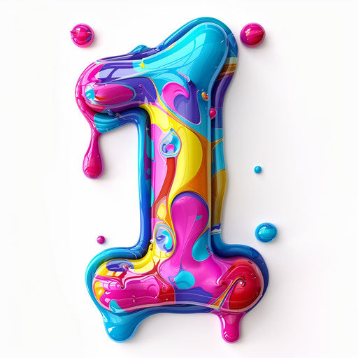 Number 1 clipart in realistic style on white background