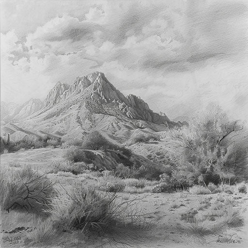 Pencil drawing of camelback mountain