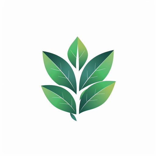 Graphic design logo with green leaf motifs and eco-friendly colors, on a clean white background