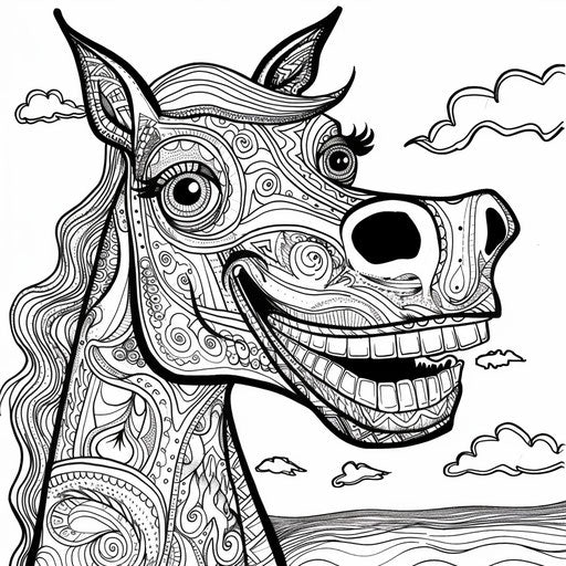 Cheerful and expressive cartoon horse