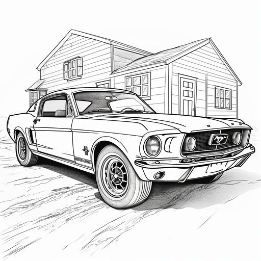 Car coloring page color page, vintage comic style