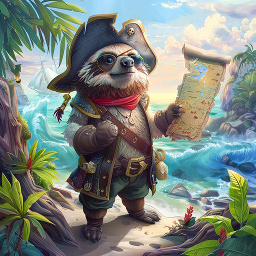 A lazy pirate searching for treasure on a tropical island
