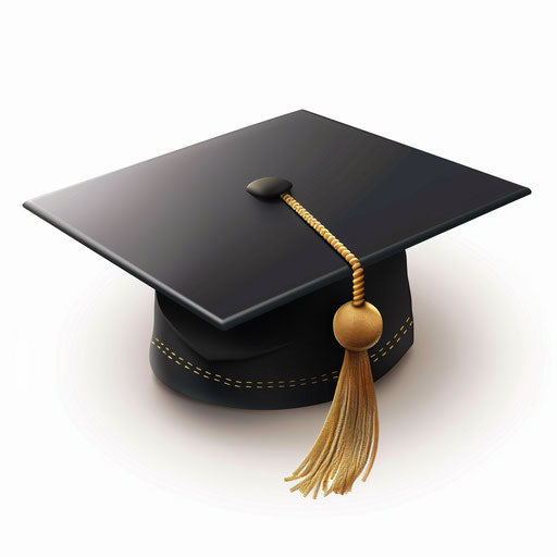 Realistic graduation cap on white background, vibrant colors