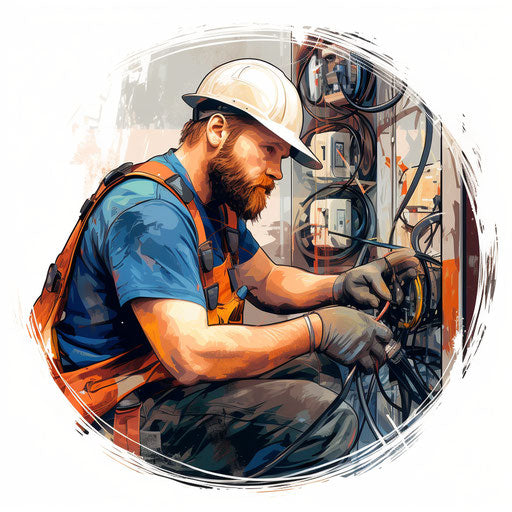 Electrician illustration in the style of Impressionistic Art