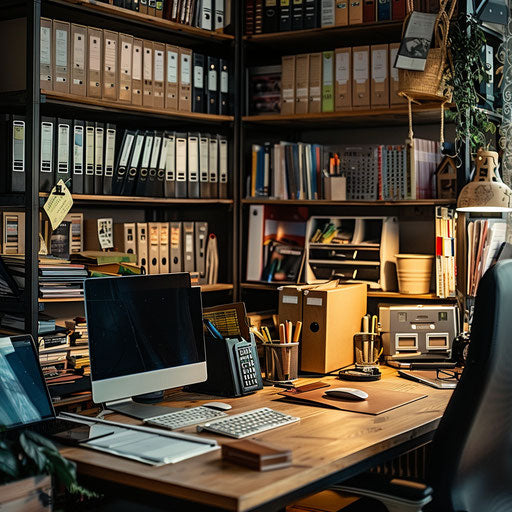 Home office with dedicated file organization