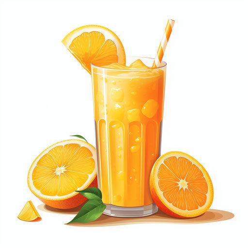 Orange juice illustration in the style of Chiaroscuro Art on white background