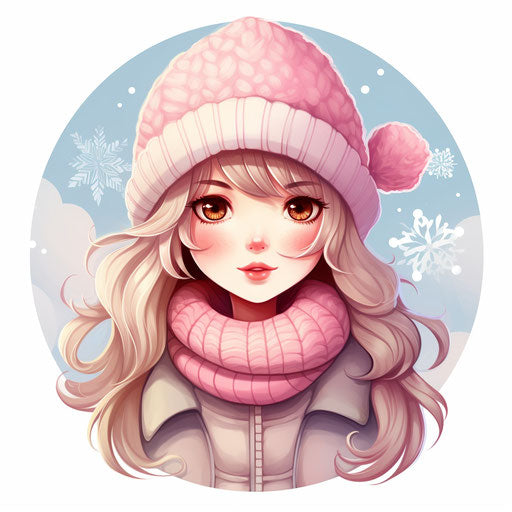 January illustration in the style of Pastel Colors Art, on white background
